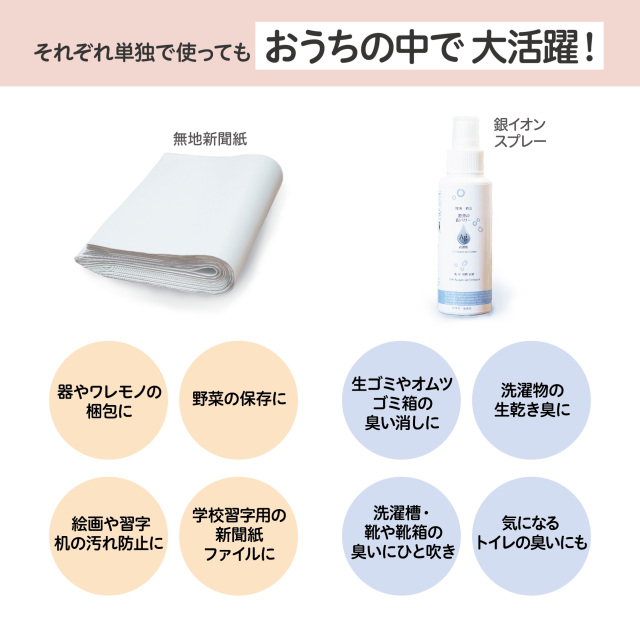 無地新聞紙1/2サイズ(405×545mm)500枚+銀イオンスプレー100mlペットシートの下敷きに　半紙屋e-shop