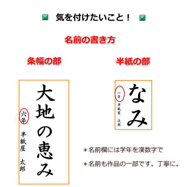 JA共済全国書道コンクール名前の書き方