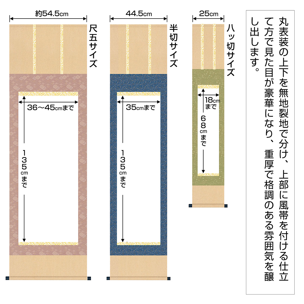 表装　伝統和表装　5「三段表装仕立・茶掛表装仕立」